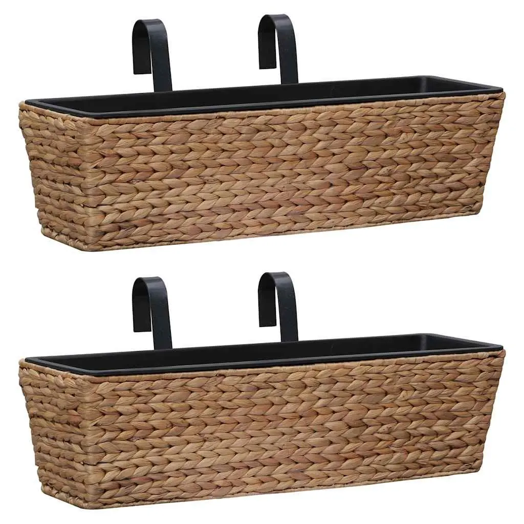 Water Hyacinth Planters Indoor Plant Pots Brown 2 Piece Set with Removable Containers