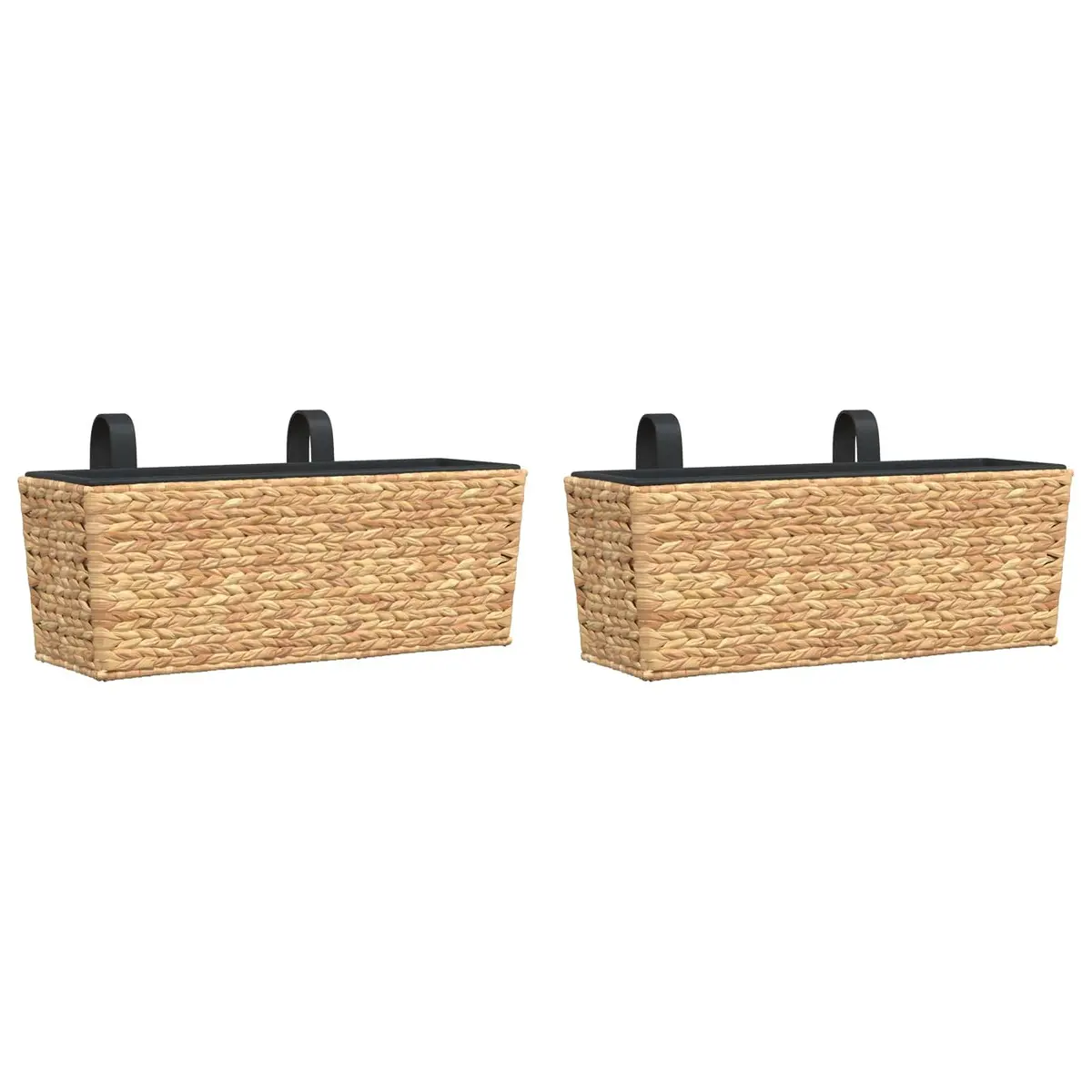 Water Hyacinth Planters Indoor Plant Pots Brown 2 Piece Set with Removable Containers