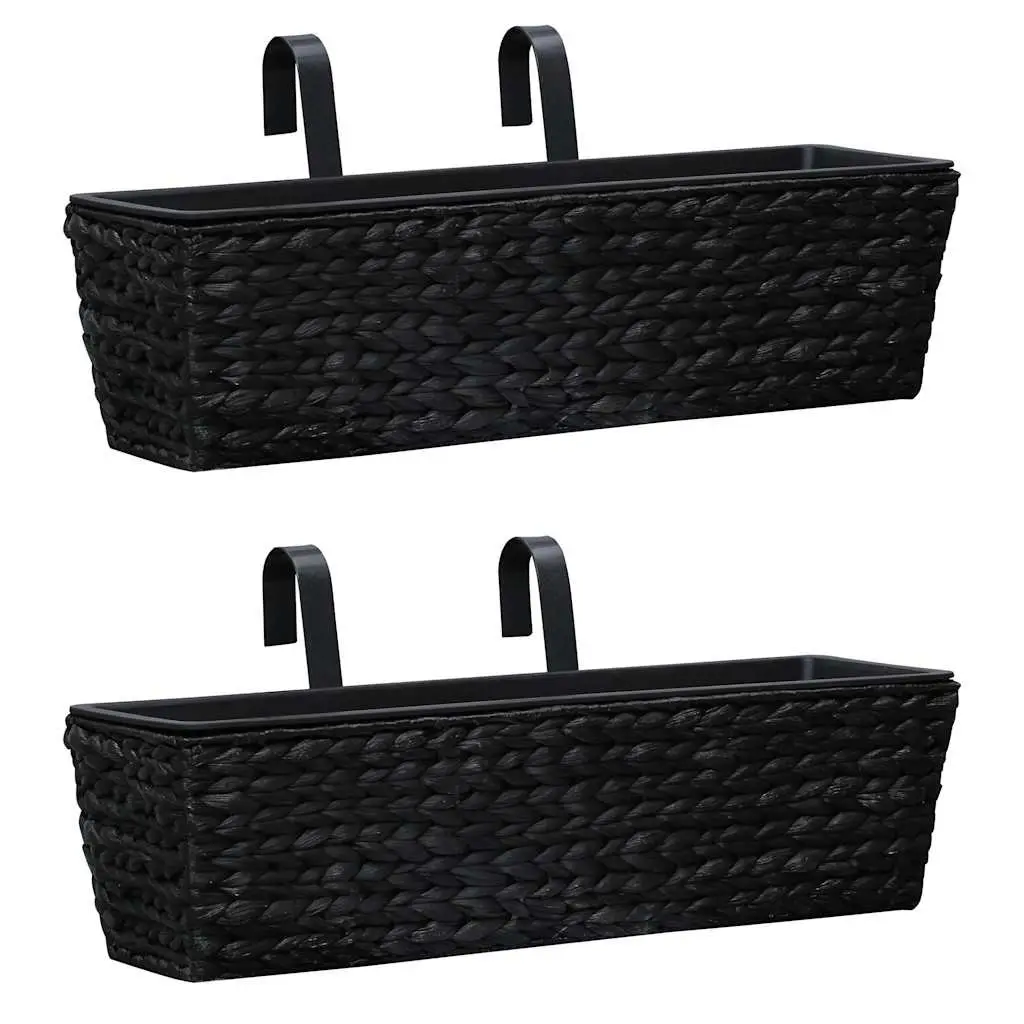 Water Hyacinth Planters Set of 2 Black Indoor Garden Pots with Removable