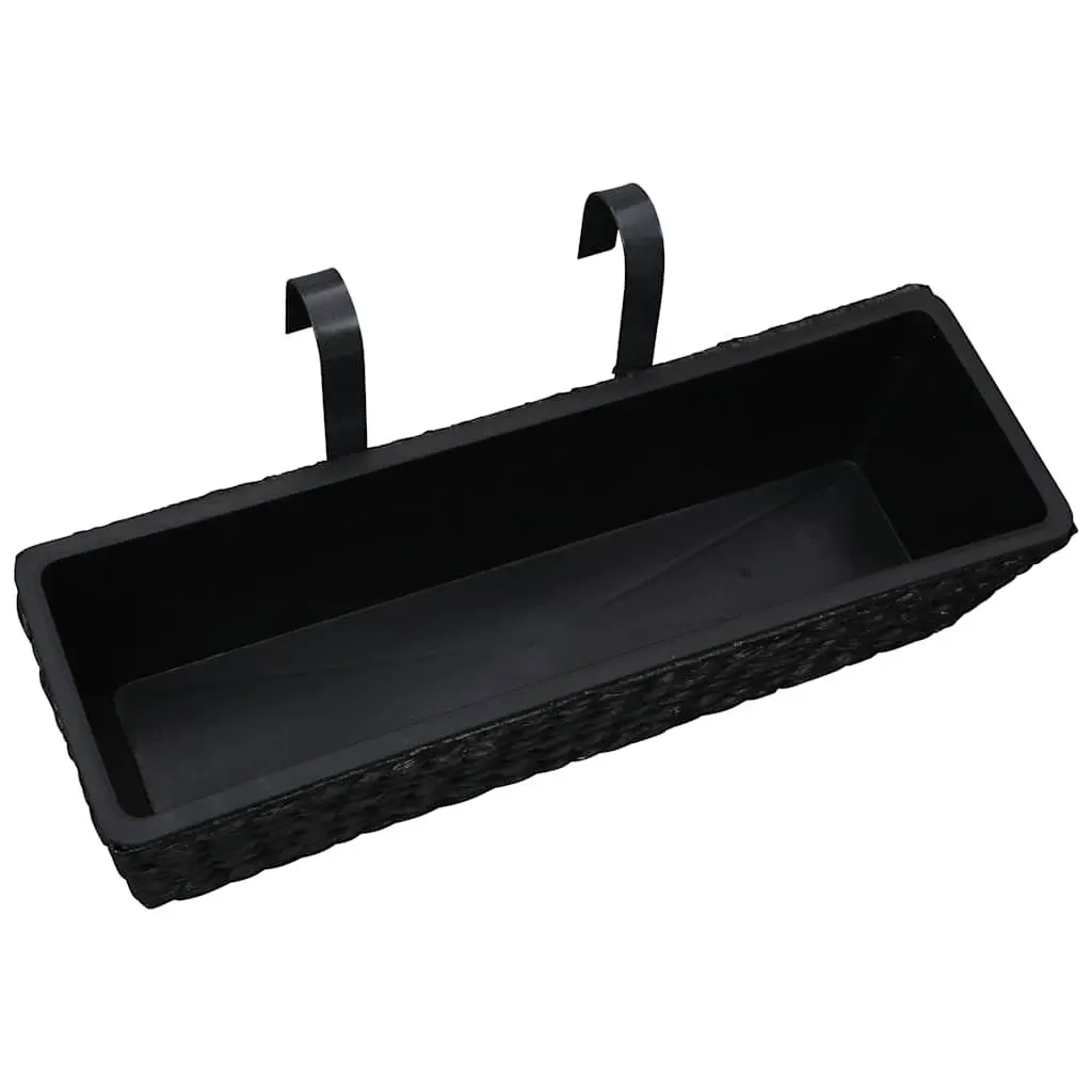 Water Hyacinth Planters Set of 2 Black Indoor Garden Pots with Removable