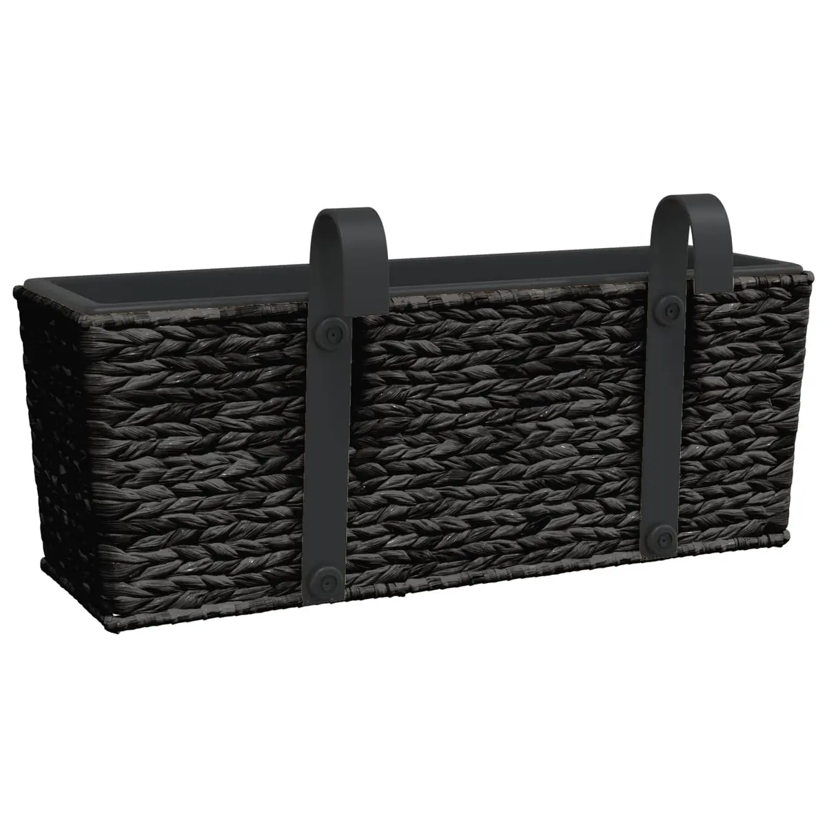 Water Hyacinth Planters Set of 2 Black Indoor Garden Pots with Removable