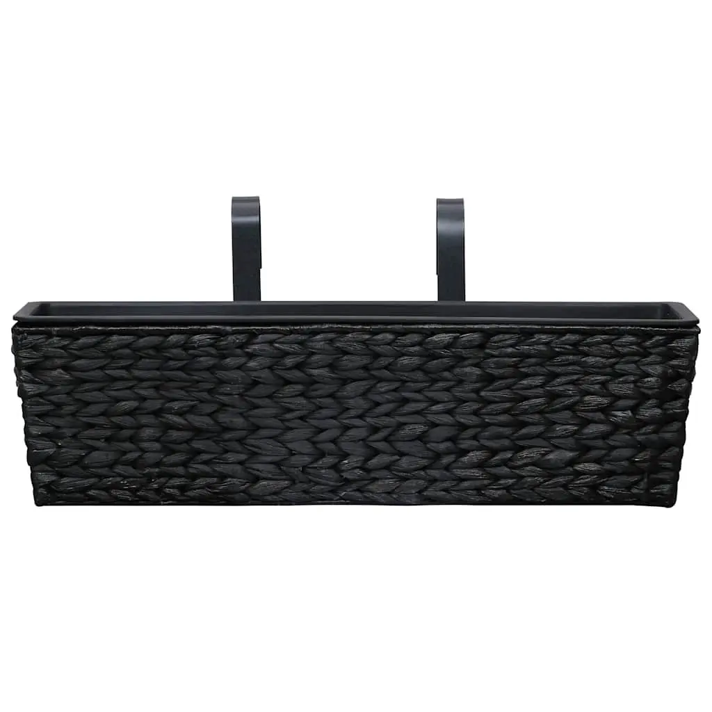 Water Hyacinth Planters Set of 2 Black Indoor Garden Pots with Removable