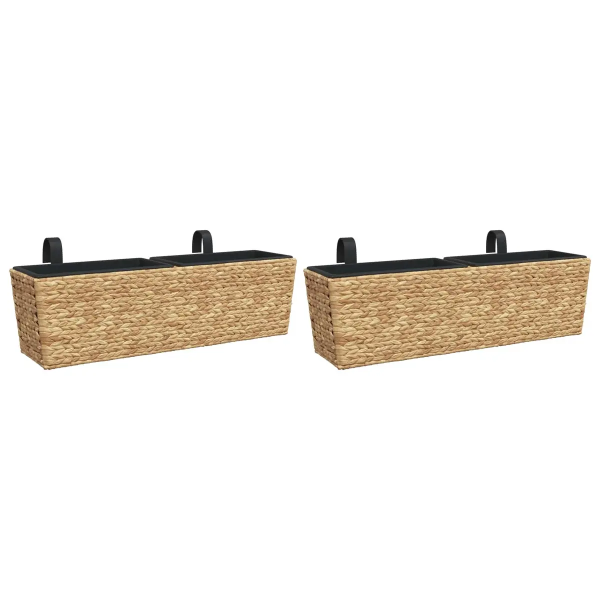 Water Hyacinth Planters Set of 2 Indoor Garden Pots Brown Removable Containers