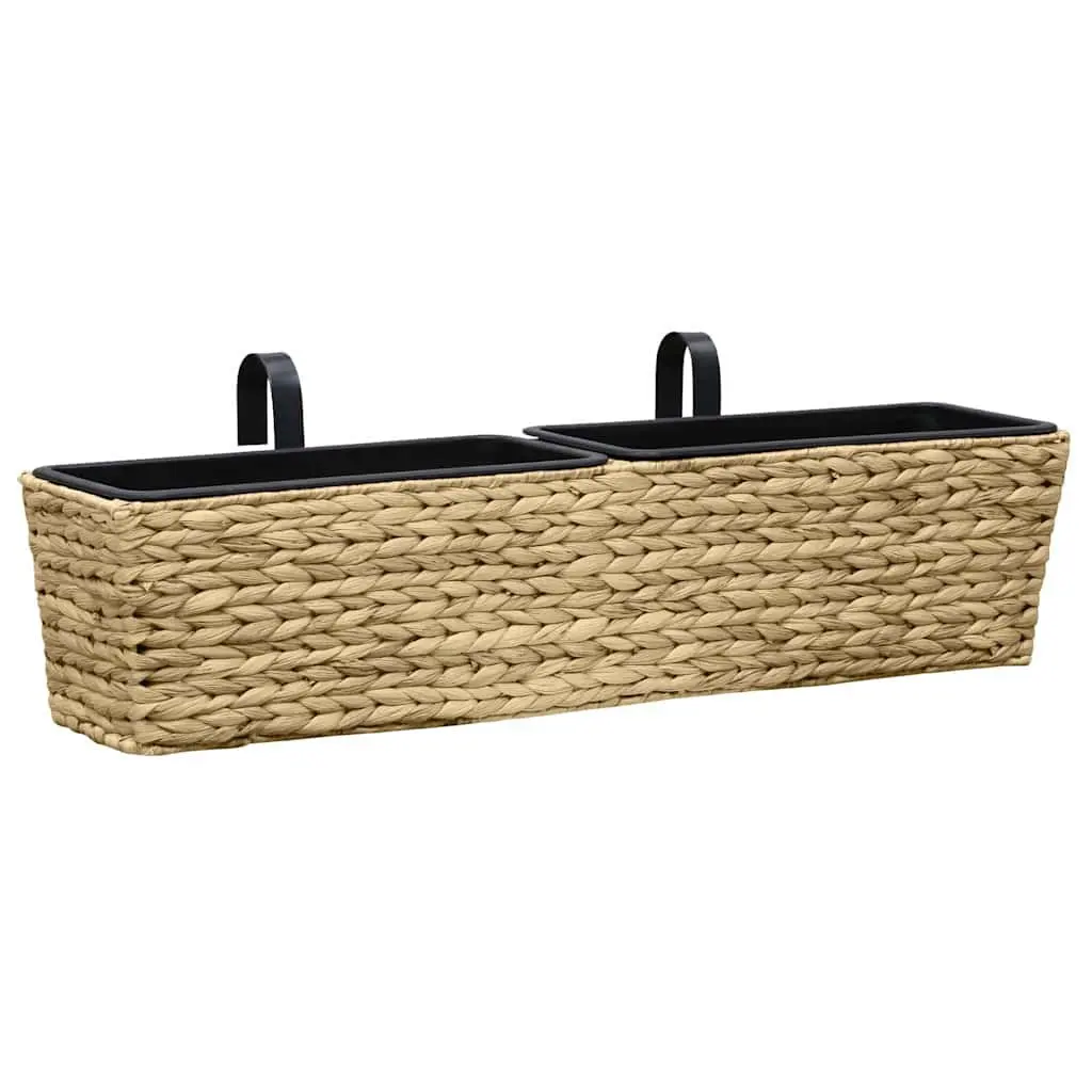 Water Hyacinth Planters Set of 2 Indoor Garden Pots Brown Removable Containers