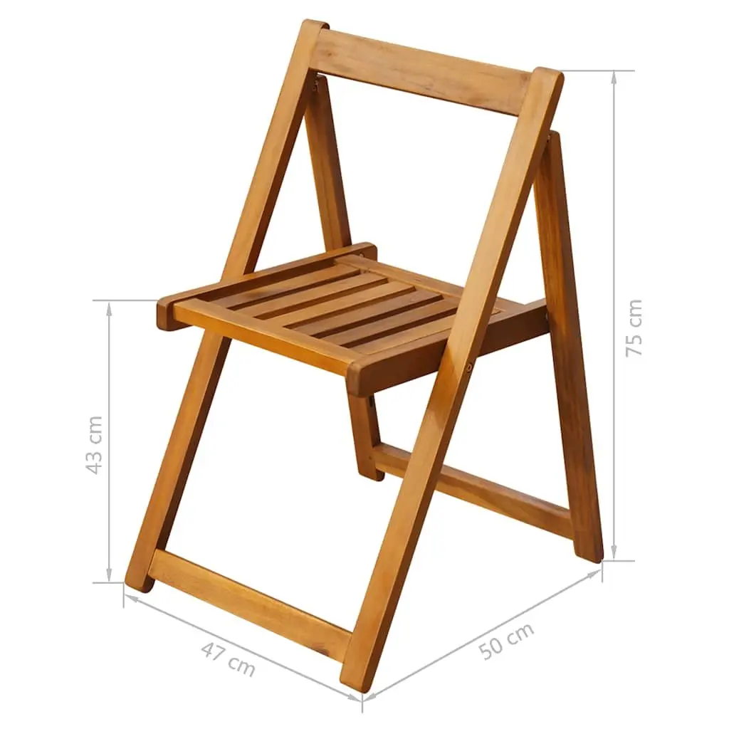 5 Piece Outdoor Acacia Wood Folding Table and Chairs Set Brown for Garden and Patio