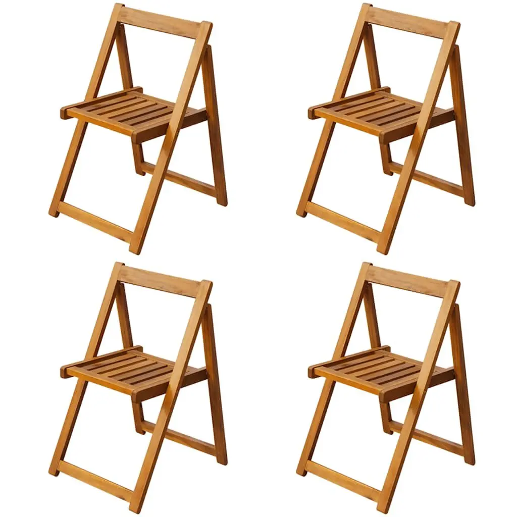5 Piece Outdoor Acacia Wood Folding Table and Chairs Set Brown for Garden and Patio