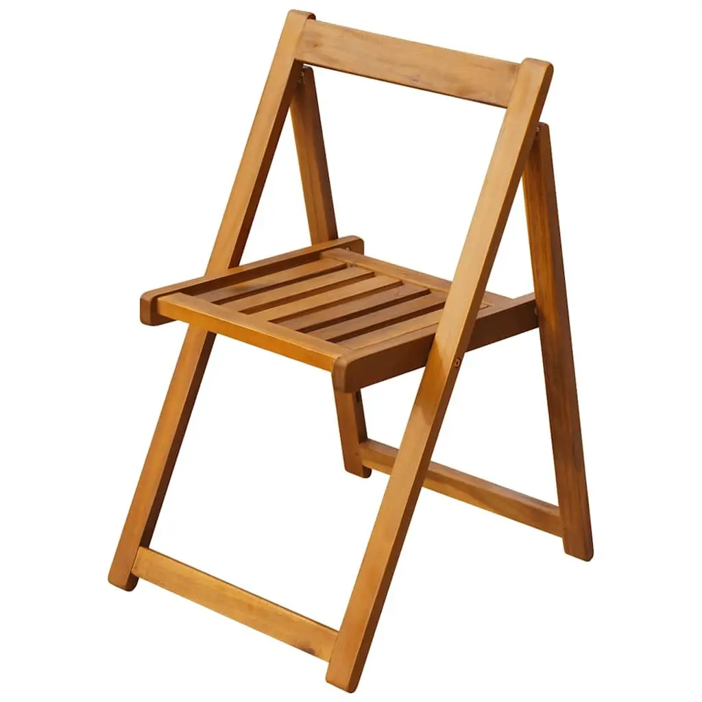 5 Piece Outdoor Acacia Wood Folding Table and Chairs Set Brown for Garden and Patio