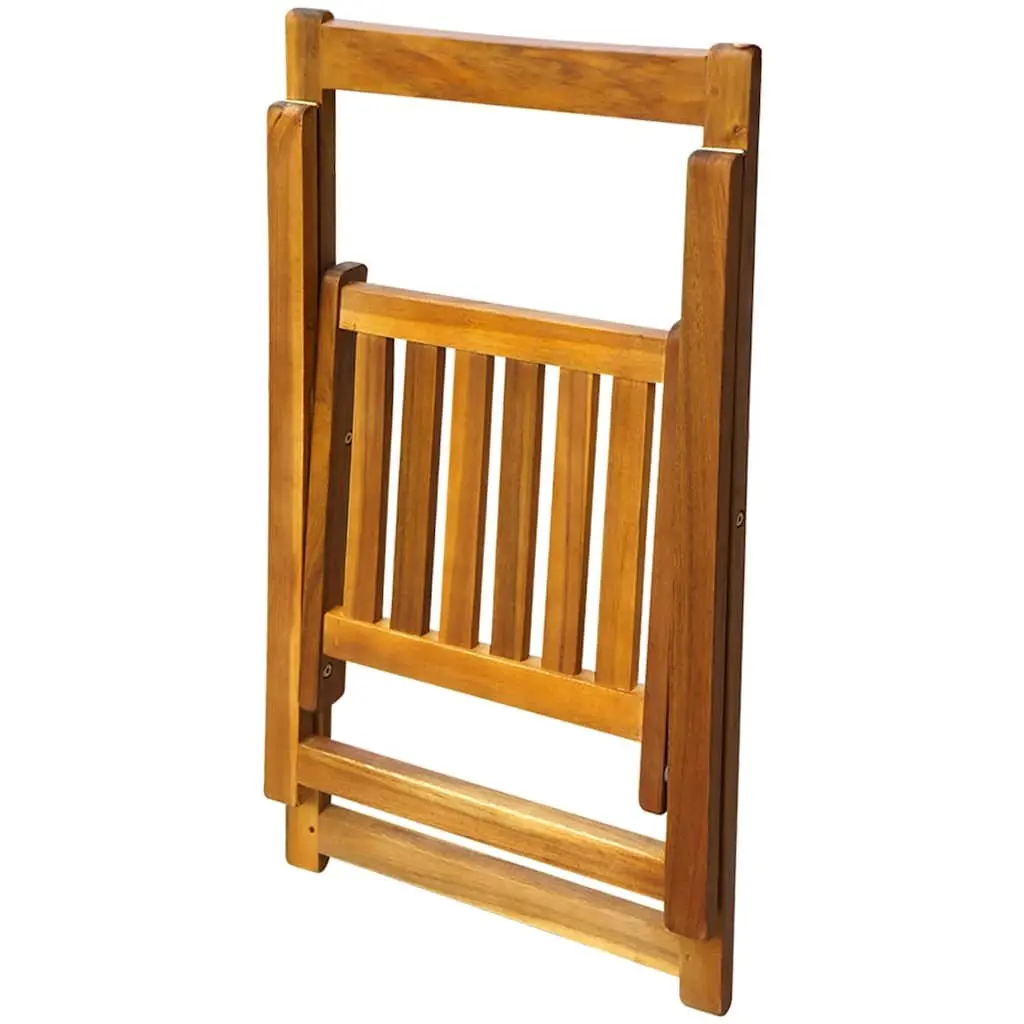 5 Piece Outdoor Acacia Wood Folding Table and Chairs Set Brown for Garden and Patio