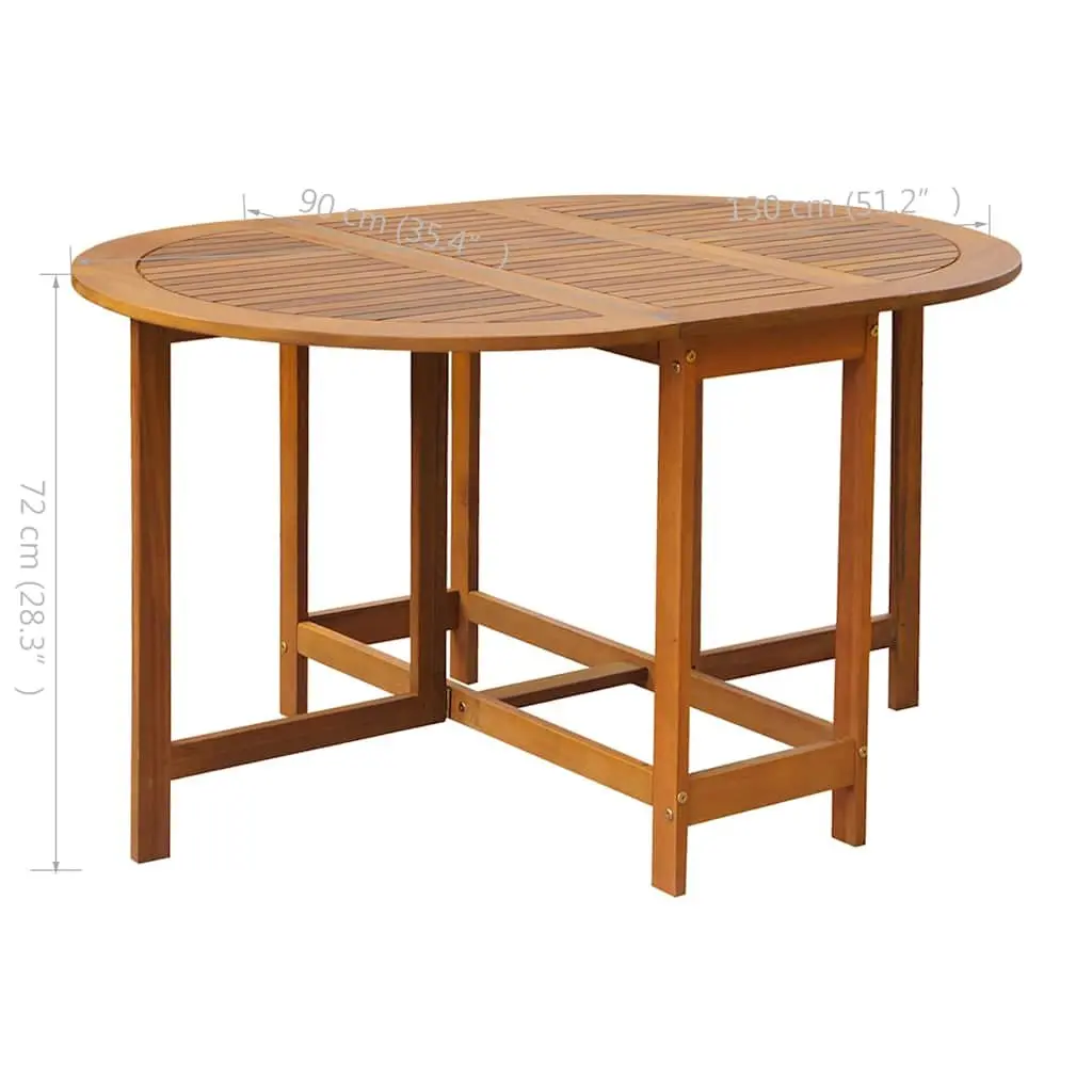 5 Piece Outdoor Acacia Wood Folding Table and Chairs Set Brown for Garden and Patio