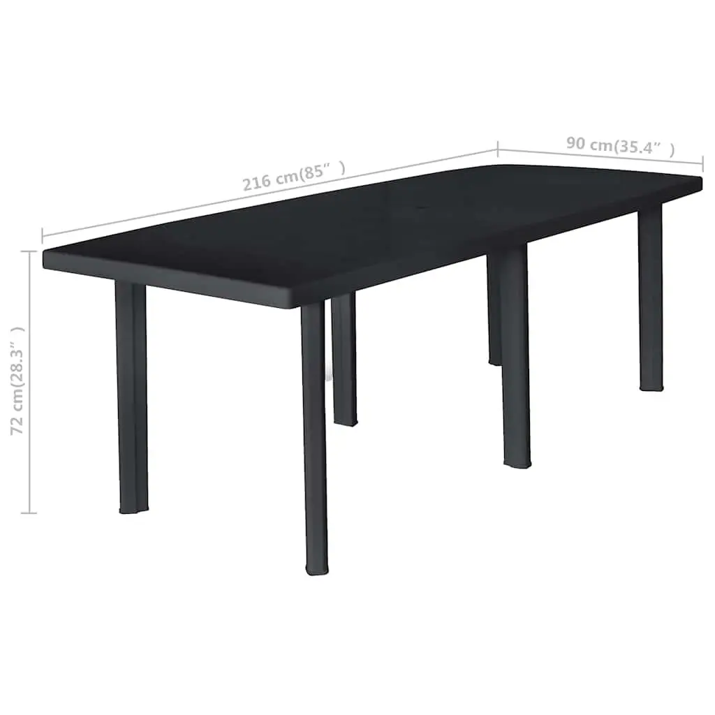 Outdoor Dining Table Plastic 216 x 90 x 72 cm Anthracite Weather Resistant