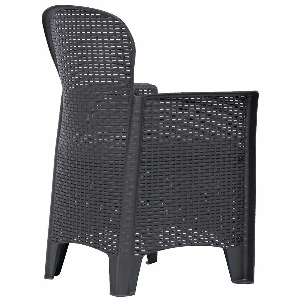 Outdoor Garden Chairs Rattan Look Brown Plastic Set of 2 with Cushions