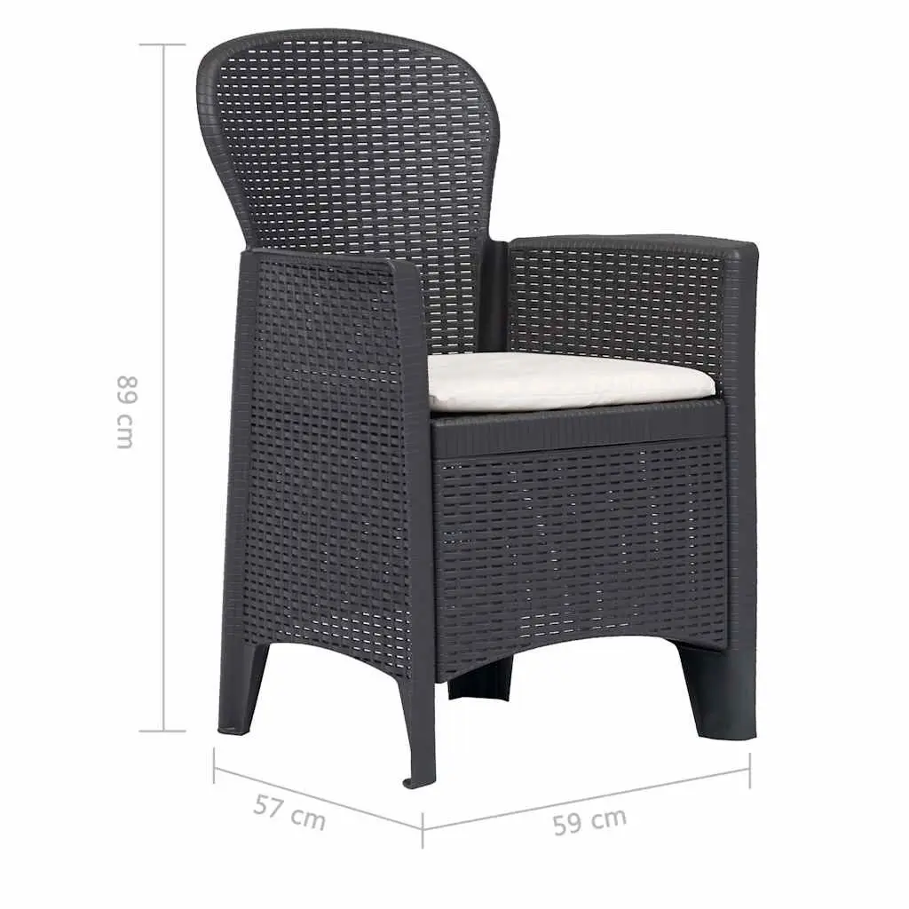 Outdoor Garden Chairs Rattan Look Brown Plastic Set of 2 with Cushions