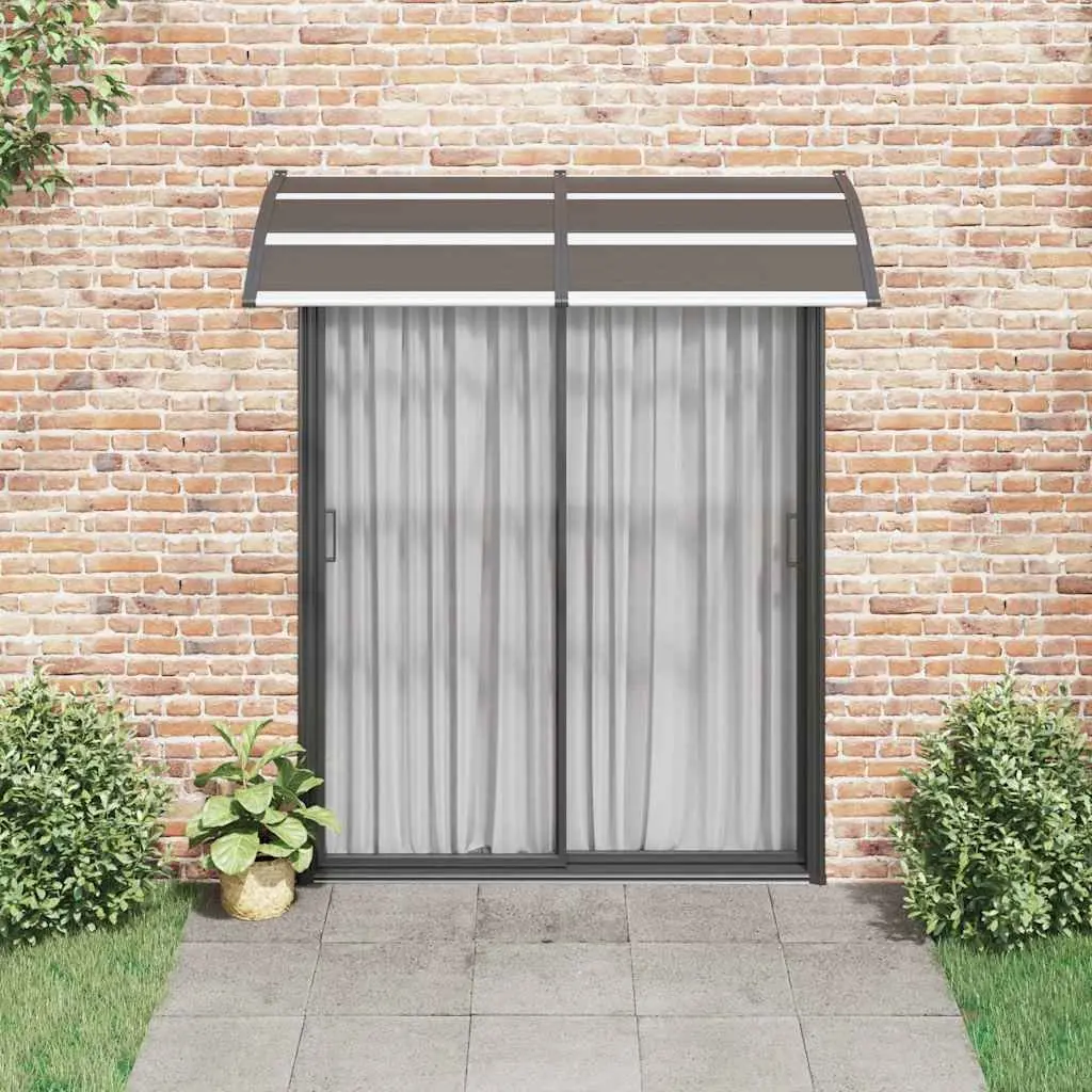 Door Canopy Polycarbonate 200x100cm Black Awning Outdoor Shelter