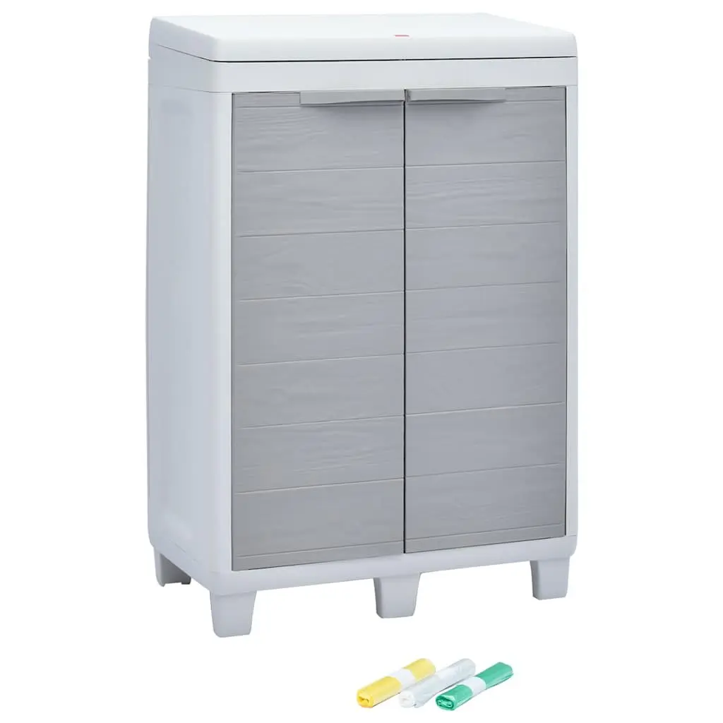 Outdoor Recycling Waste Bin Plastic Light Grey with 3 Bag Holders 65x38x102cm