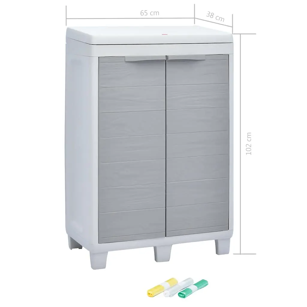 Outdoor Recycling Waste Bin Plastic Light Grey with 3 Bag Holders 65x38x102cm