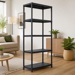 Industrial Storage Shelf Rack 90x60x180cm Black Plastic Heavy Duty Shelving Unit