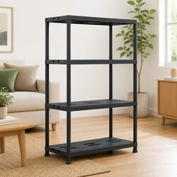 Storage Shelf Rack Black Plastic Shelving Unit 90x40x138 cm Warehouse