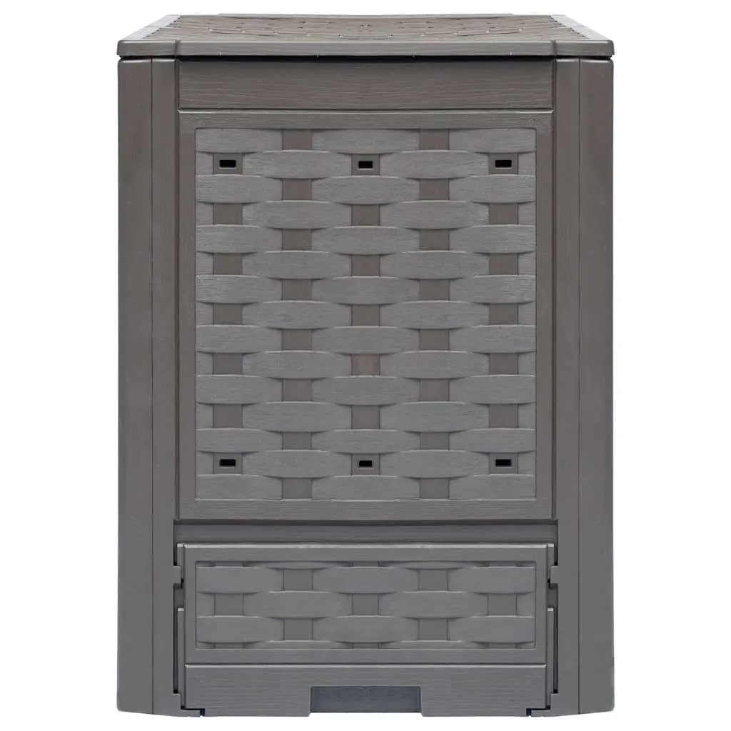 Garden Composter Plastic Rattan Look 300L Brown Outdoor Waste Bin Composting