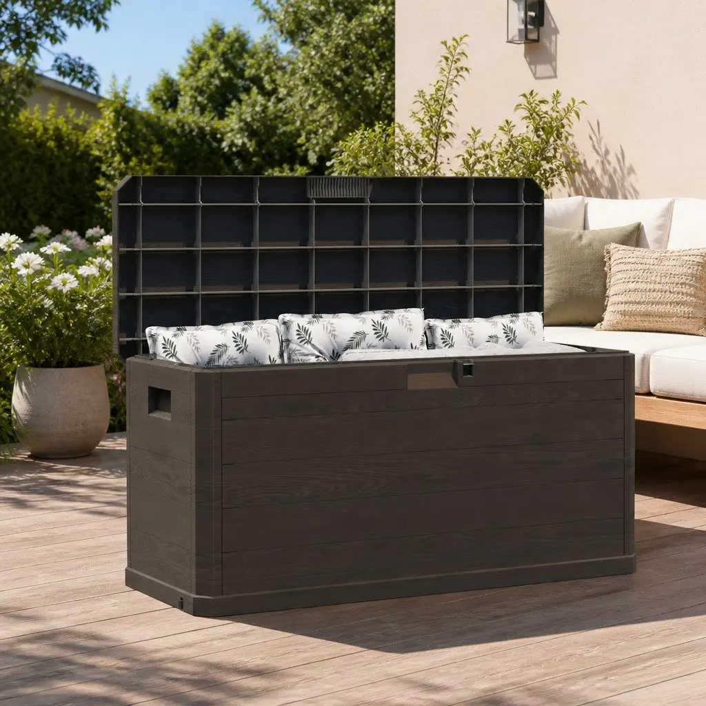 Garden Storage Box Plastic 280L Brown