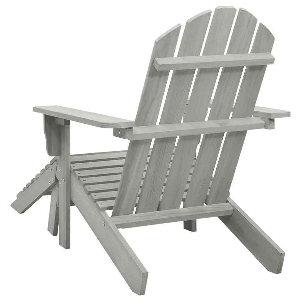 Garden Chair and Ottoman Set Wooden Grey Outdoor Patio Seating