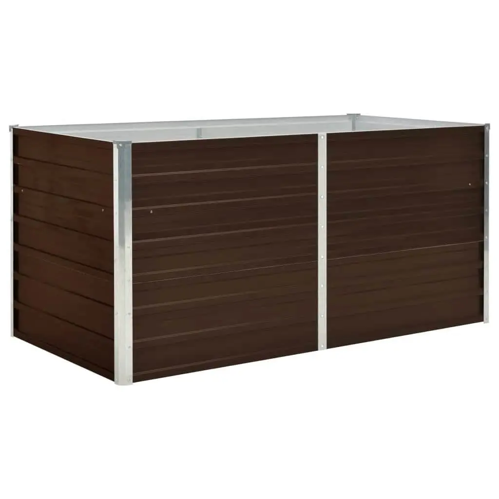 Raised Garden Bed Galvanised Steel Rectangular 160x80x77 cm Brown