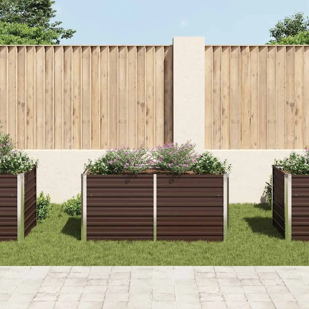 Raised Garden Bed Galvanised Steel Rectangular 160x80x77 cm Brown
