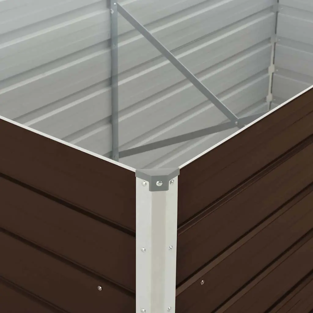 Raised Garden Bed Galvanised Steel Rectangular 160x80x77 cm Brown
