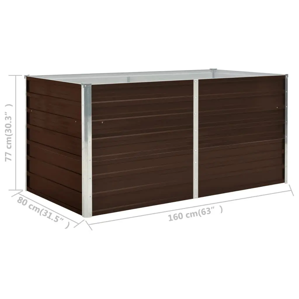 Raised Garden Bed Galvanised Steel Rectangular 160x80x77 cm Brown