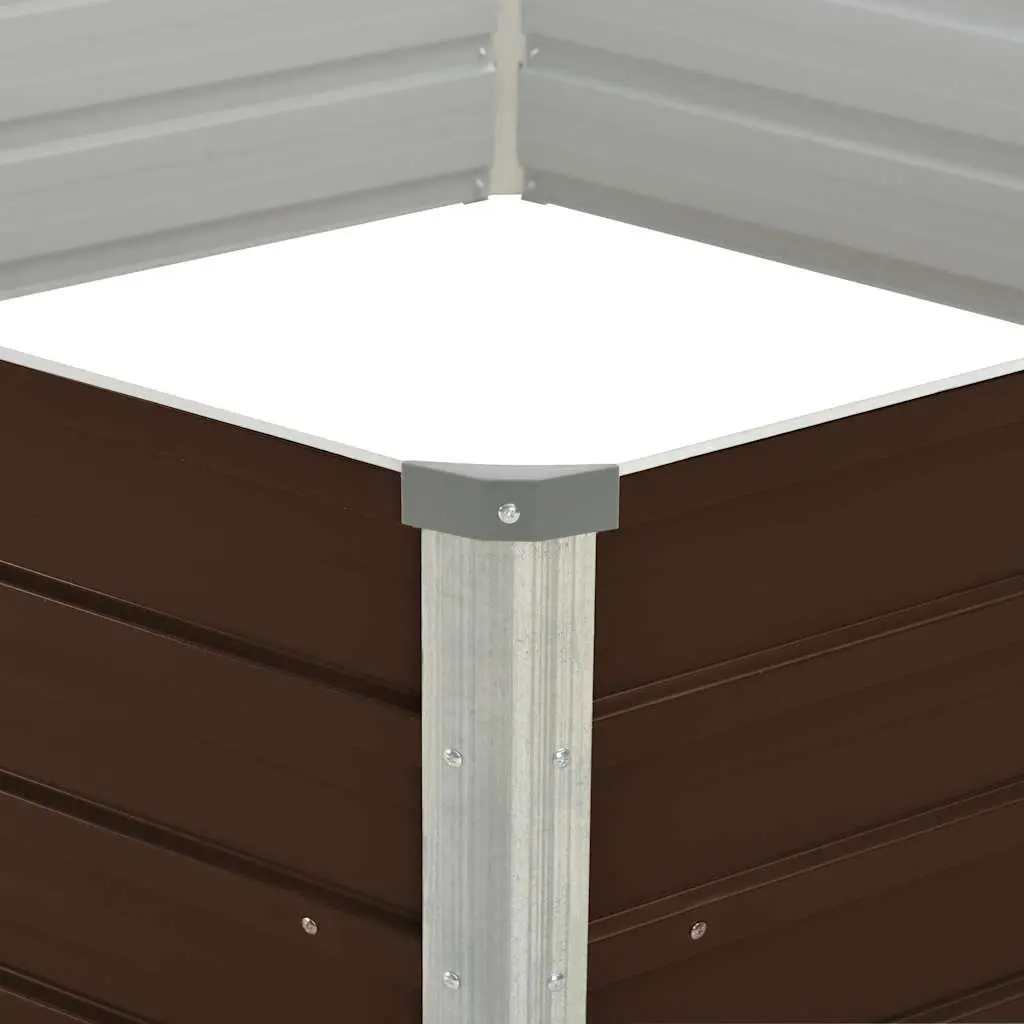 Raised Garden Bed Galvanised Steel Brown 129x129x45cm Hexagon Planter