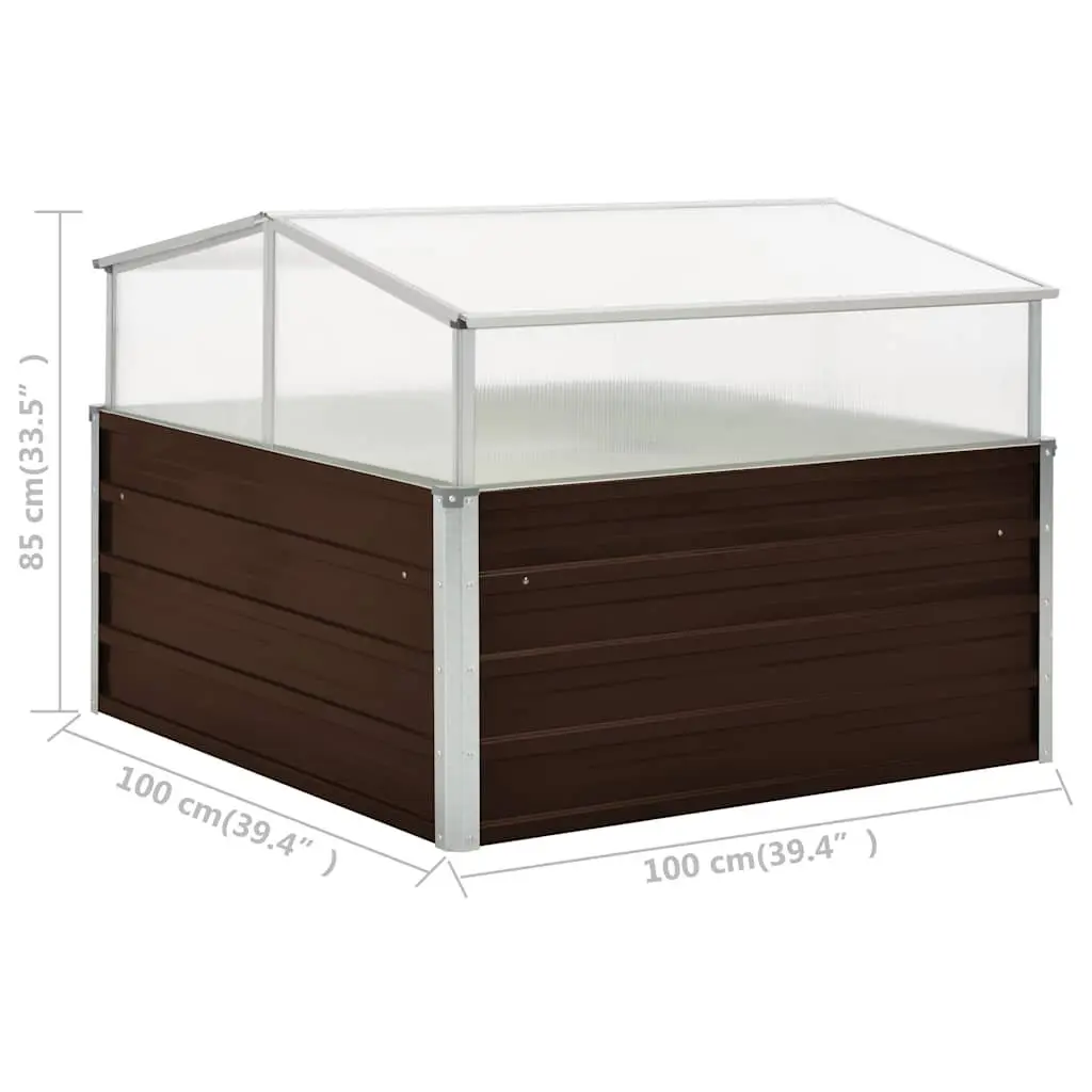 Greenhouse Galvanised Steel PC Board 100x100x85 cm Brown