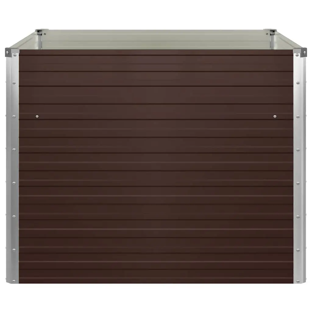 Square Raised Garden Bed Galvanised Steel 100x100x77cm Brown Outdoor Planter Box