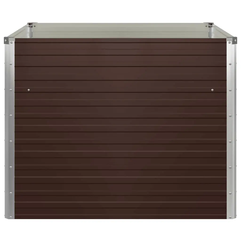 Square Raised Garden Bed Galvanised Steel 100x100x77cm Brown Outdoor Planter Box