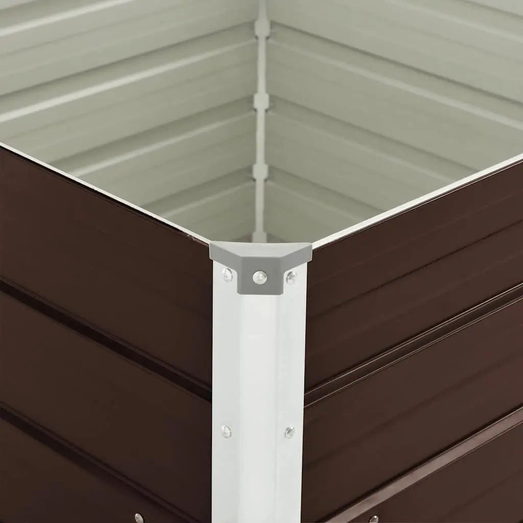Square Raised Garden Bed Galvanised Steel 100x100x77cm Brown Outdoor Planter Box