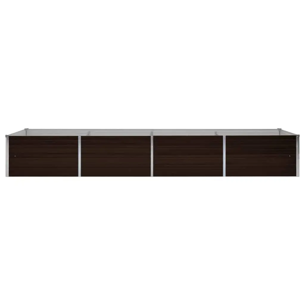 Galvanised Steel Raised Planter Bed Brown 320x80x45cm for Vegetables Herbs and Flowers