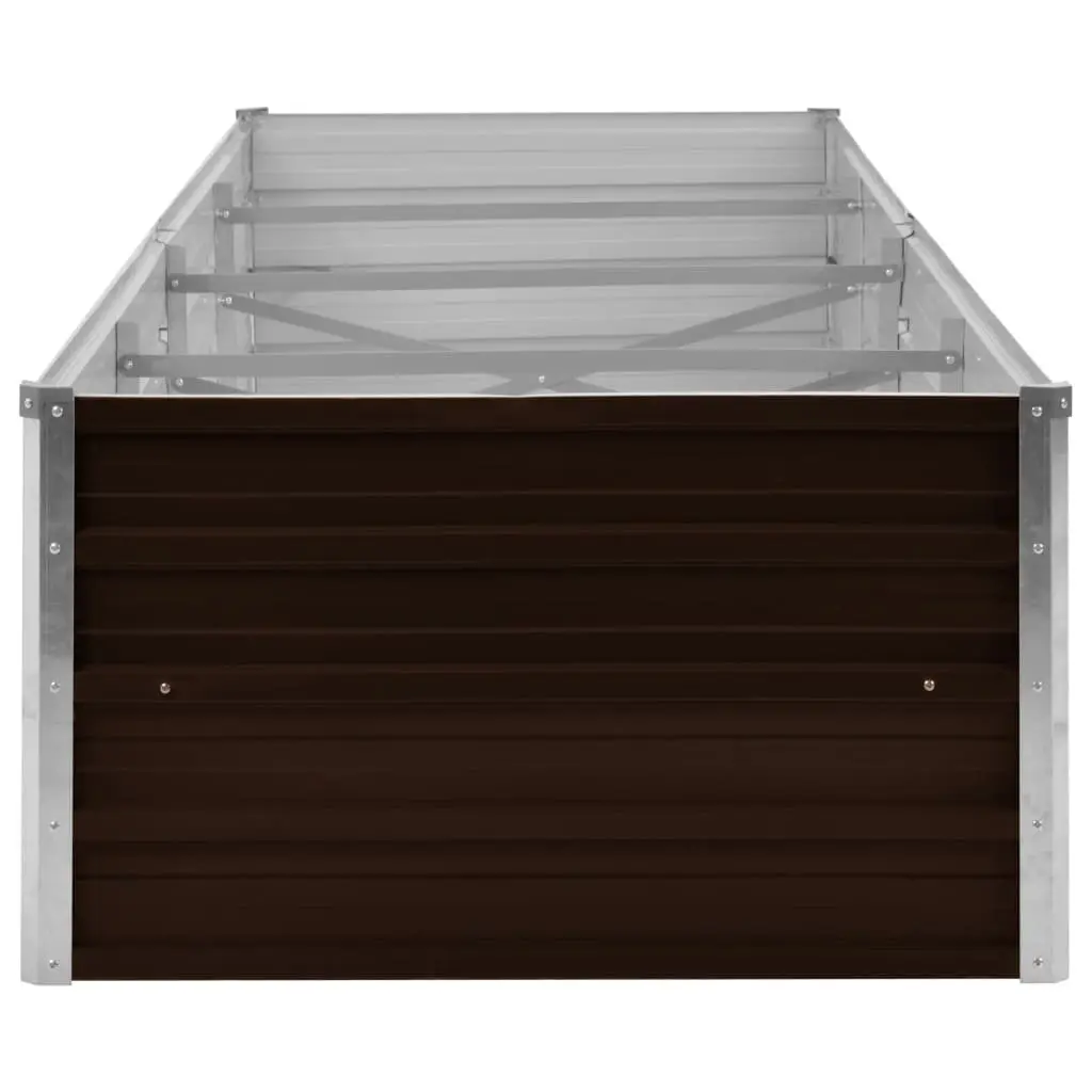 Galvanised Steel Raised Planter Bed Brown 320x80x45cm for Vegetables Herbs and Flowers