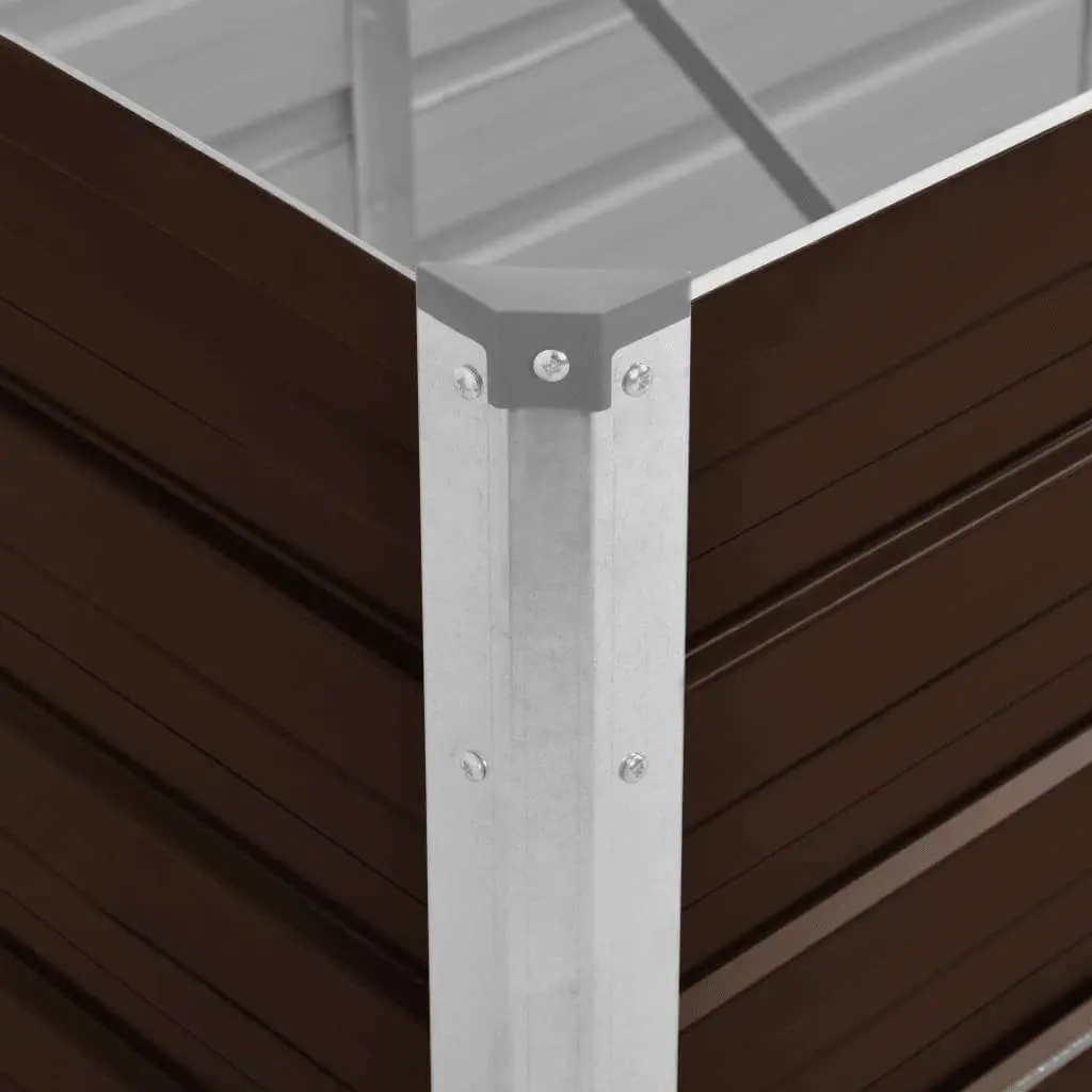 Galvanised Steel Raised Planter Bed Brown 320x80x45cm for Vegetables Herbs and Flowers