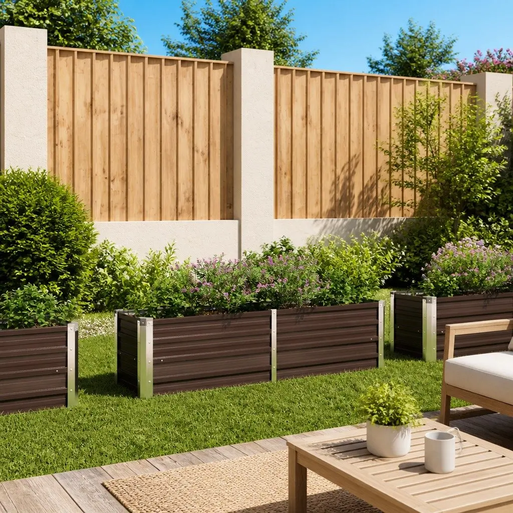 Brown Metal Raised Garden Bed for Home Use