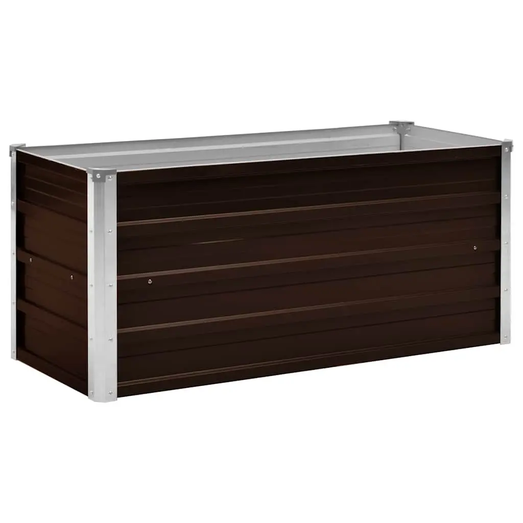 Garden Planter Raised Bed Brown Galvanised Steel 100x40x45cm Outdoor for Vegetables Flowers Herbs