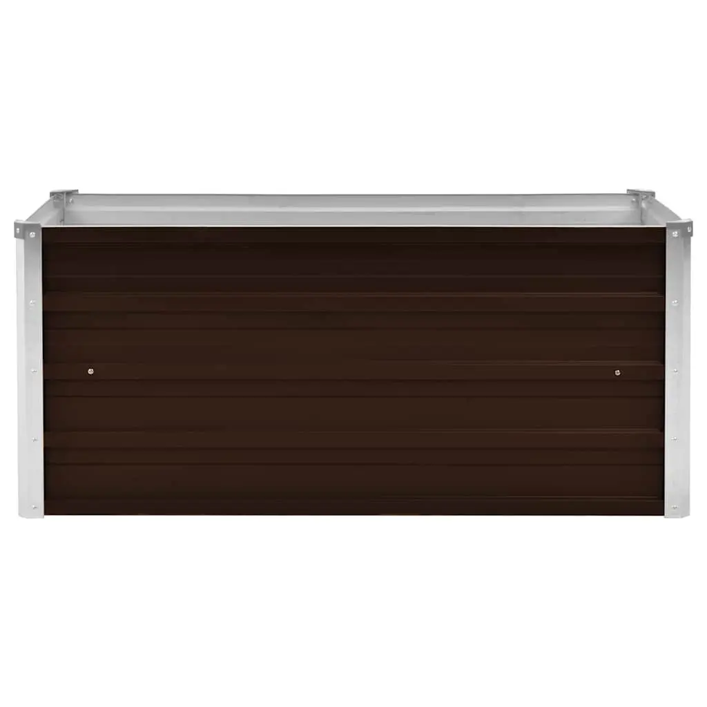 Garden Planter Raised Bed Brown Galvanised Steel 100x40x45cm Outdoor for Vegetables Flowers Herbs