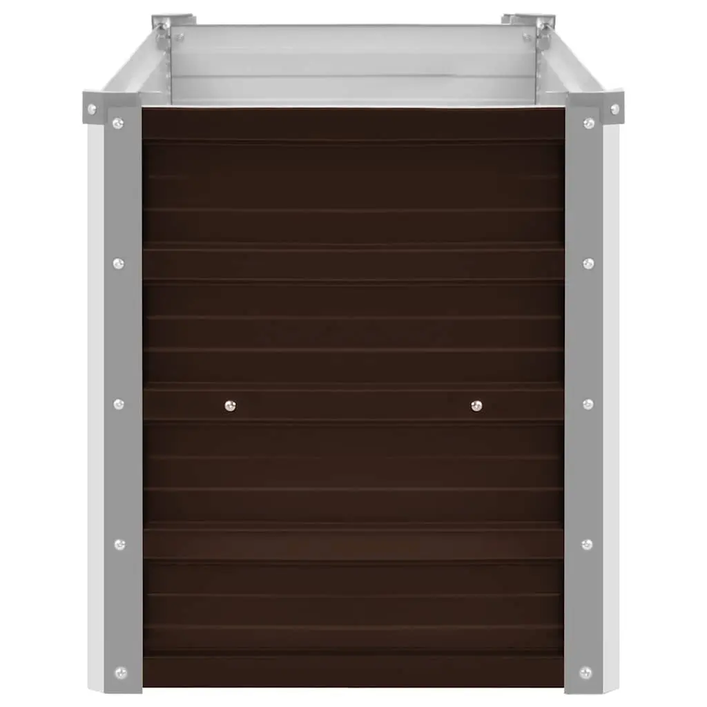Garden Planter Raised Bed Brown Galvanised Steel 100x40x45cm Outdoor for Vegetables Flowers Herbs