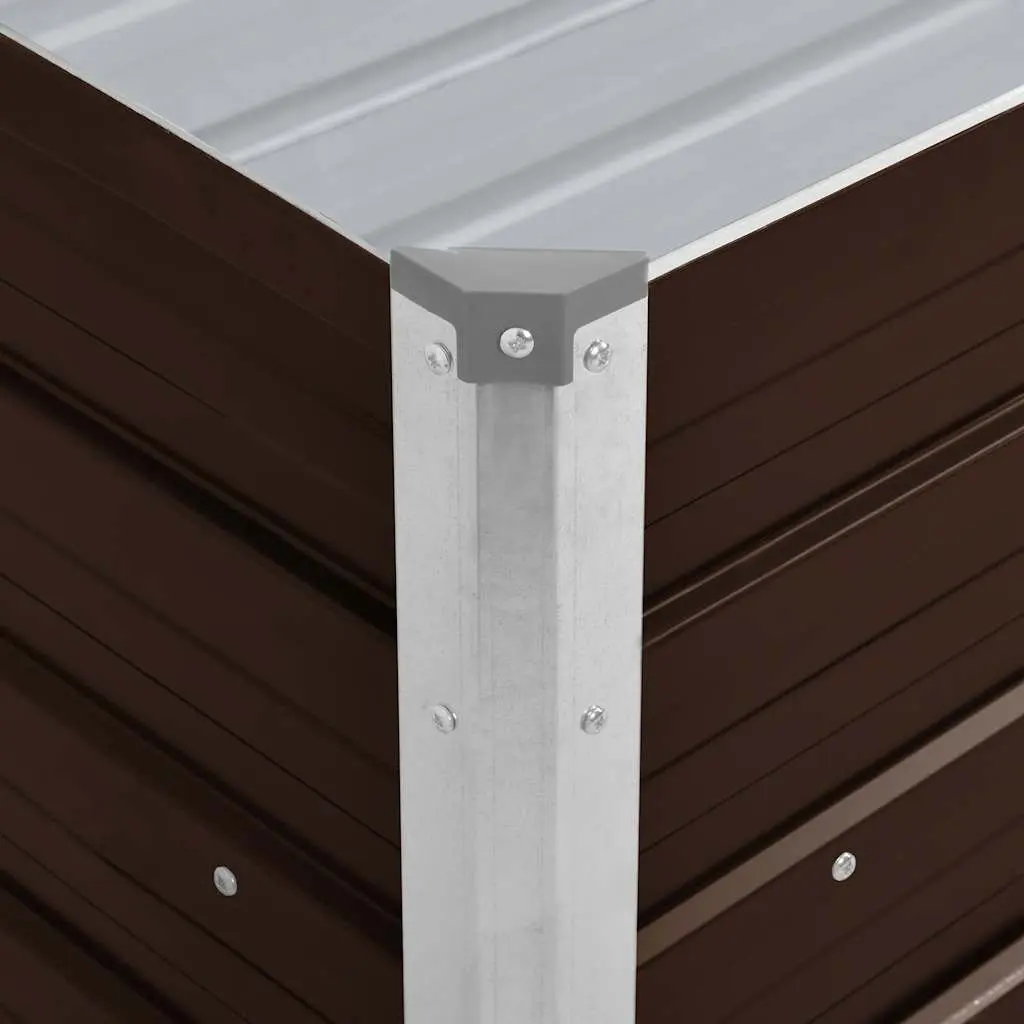 Garden Planter Raised Bed Brown Galvanised Steel 100x40x45cm Outdoor for Vegetables Flowers Herbs