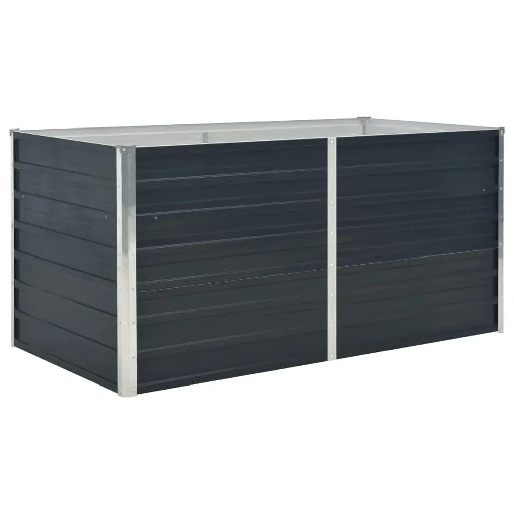 Outdoor Planter Box Raised Bed Galvanised Steel 160x80x77cm Anthracite Color Garden Planting Planter