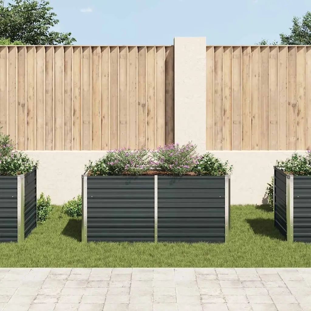 Outdoor Planter Box Raised Bed Galvanised Steel 160x80x77cm Anthracite Color Garden Planting Planter