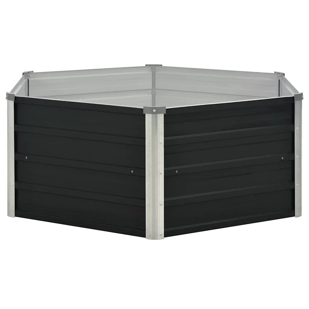 Raised Garden Bed Anthracite 129x129x45cm Galvanised Steel Planter Vegetables