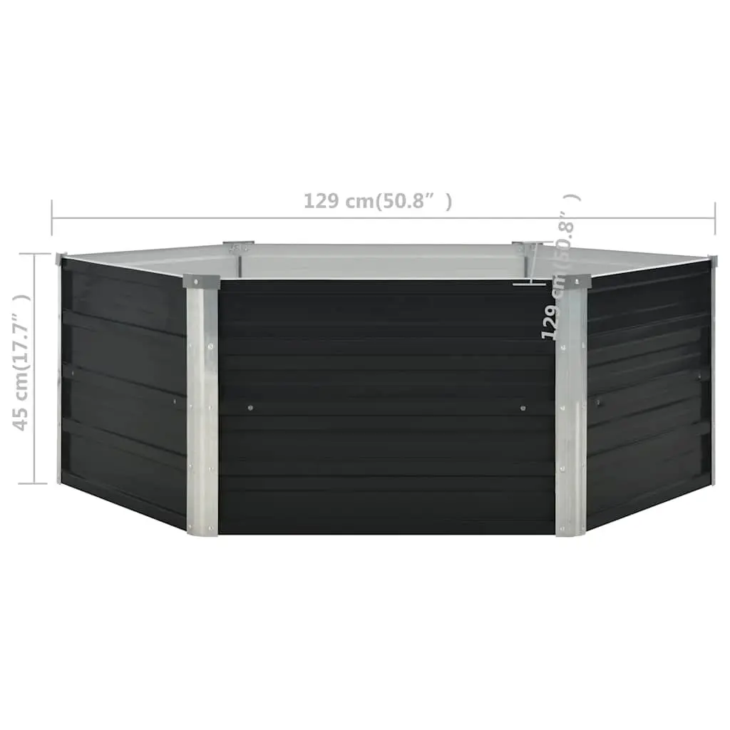 Raised Garden Bed Anthracite 129x129x45cm Galvanised Steel Planter Vegetables