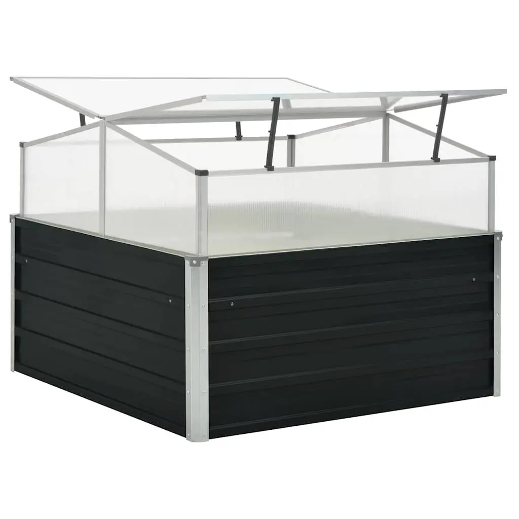 Greenhouse Anthracite Galvanised Steel 100x100x77cm for Garden Plants Vegetables Herbs Flowers PC