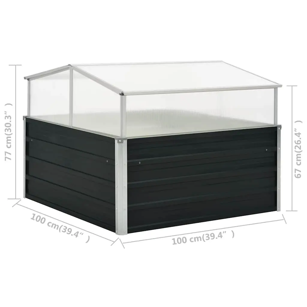 Greenhouse Anthracite Galvanised Steel 100x100x77cm for Garden Plants Vegetables Herbs Flowers PC