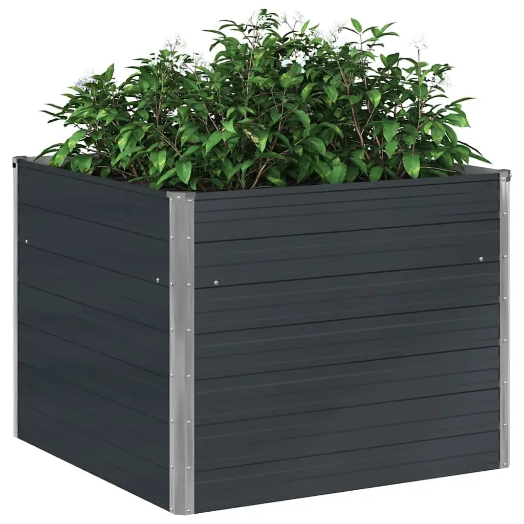 Raised Garden Bed Galvanised Steel Square 100 x 100 x 77 cm Anthracite