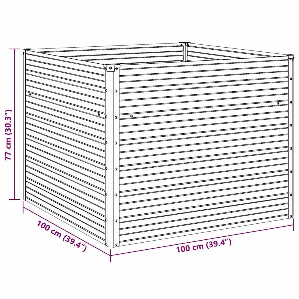 Raised Garden Bed Galvanised Steel Square 100 x 100 x 77 cm Anthracite