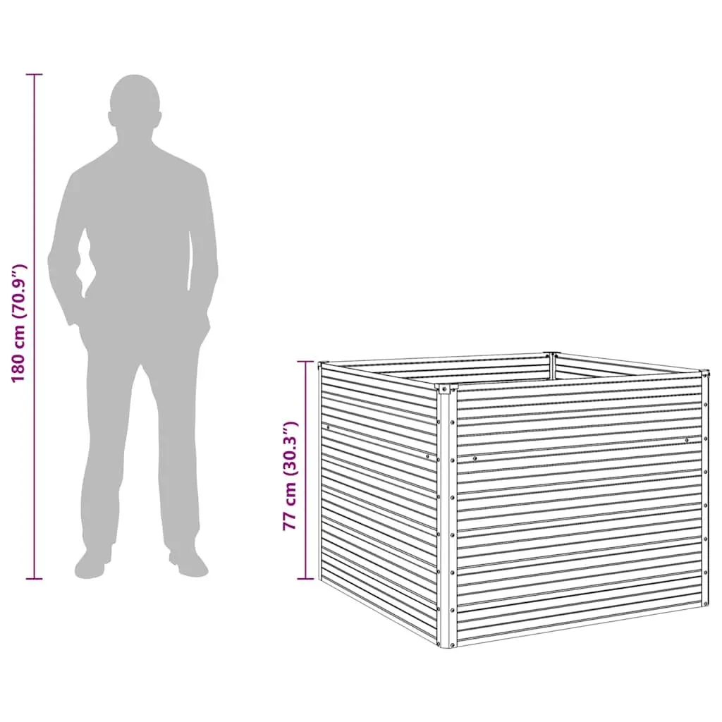 Raised Garden Bed Galvanised Steel Square 100 x 100 x 77 cm Anthracite